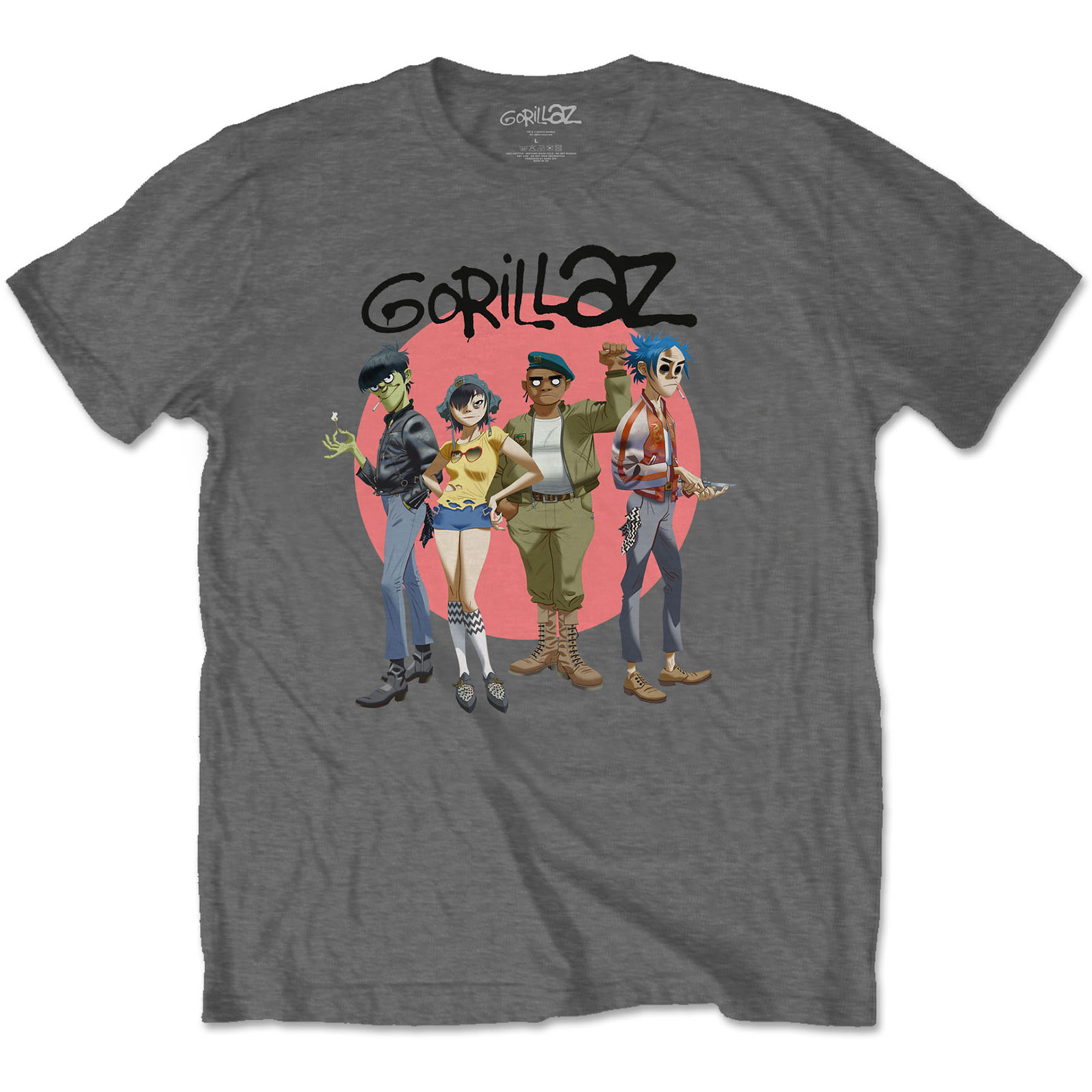 GORILLAZ - GROUP CIRCLE -CHARCOAL -SMALL-