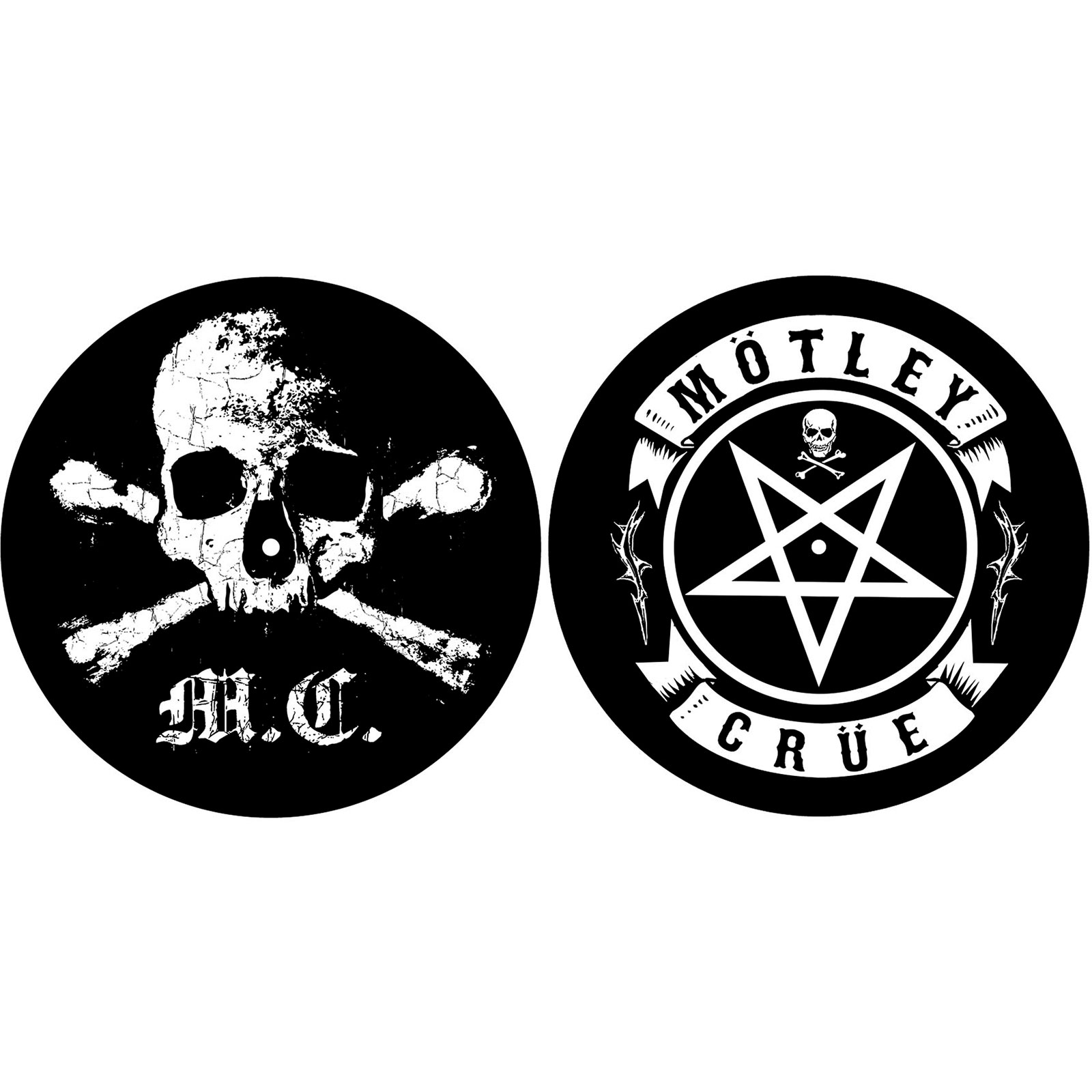 MOTLEY CRUE - TURNTABLE SLIPMAT SET: SKULL/PENTAGRAM (X2)