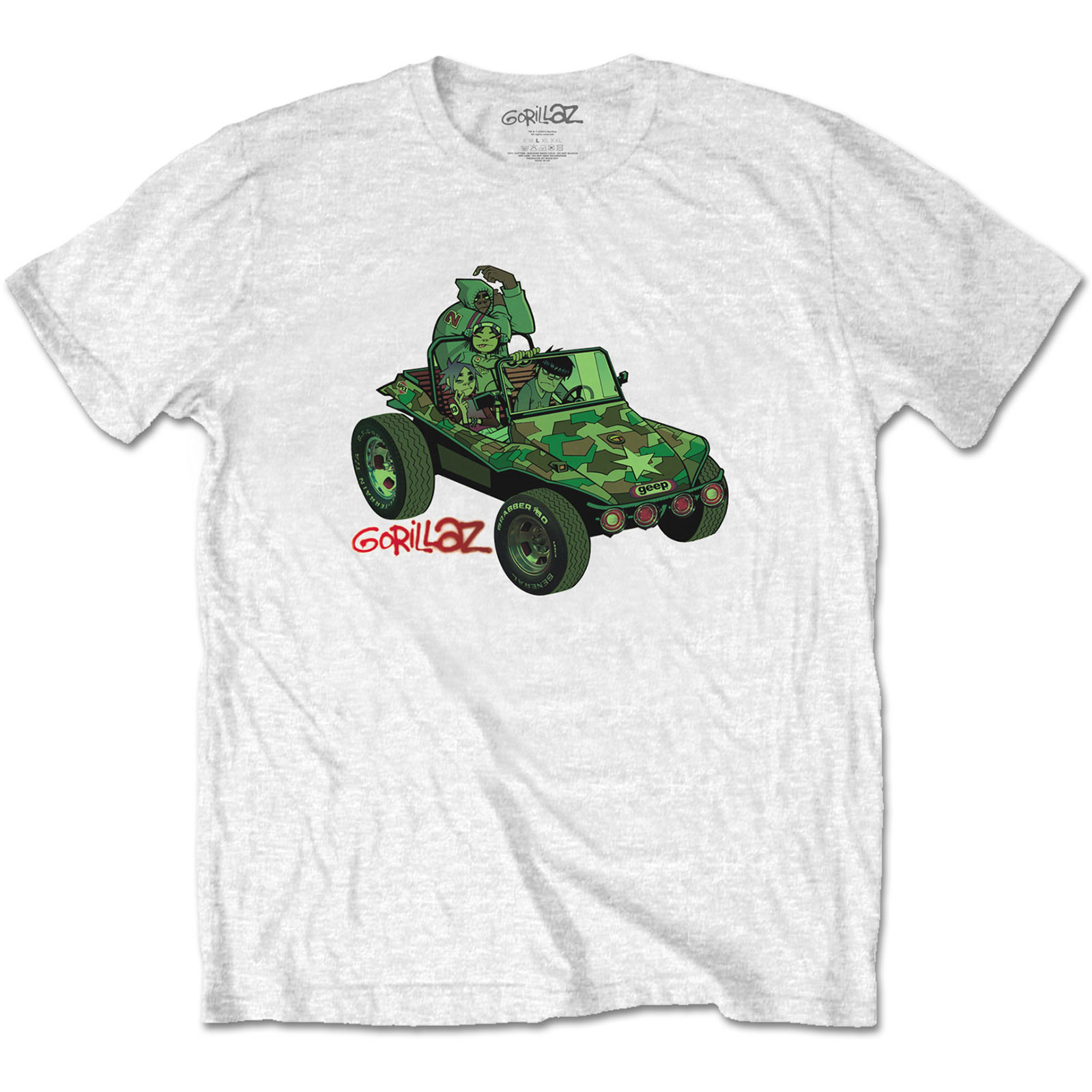 GORILLAZ - GREEN JEEP WHITE -L-