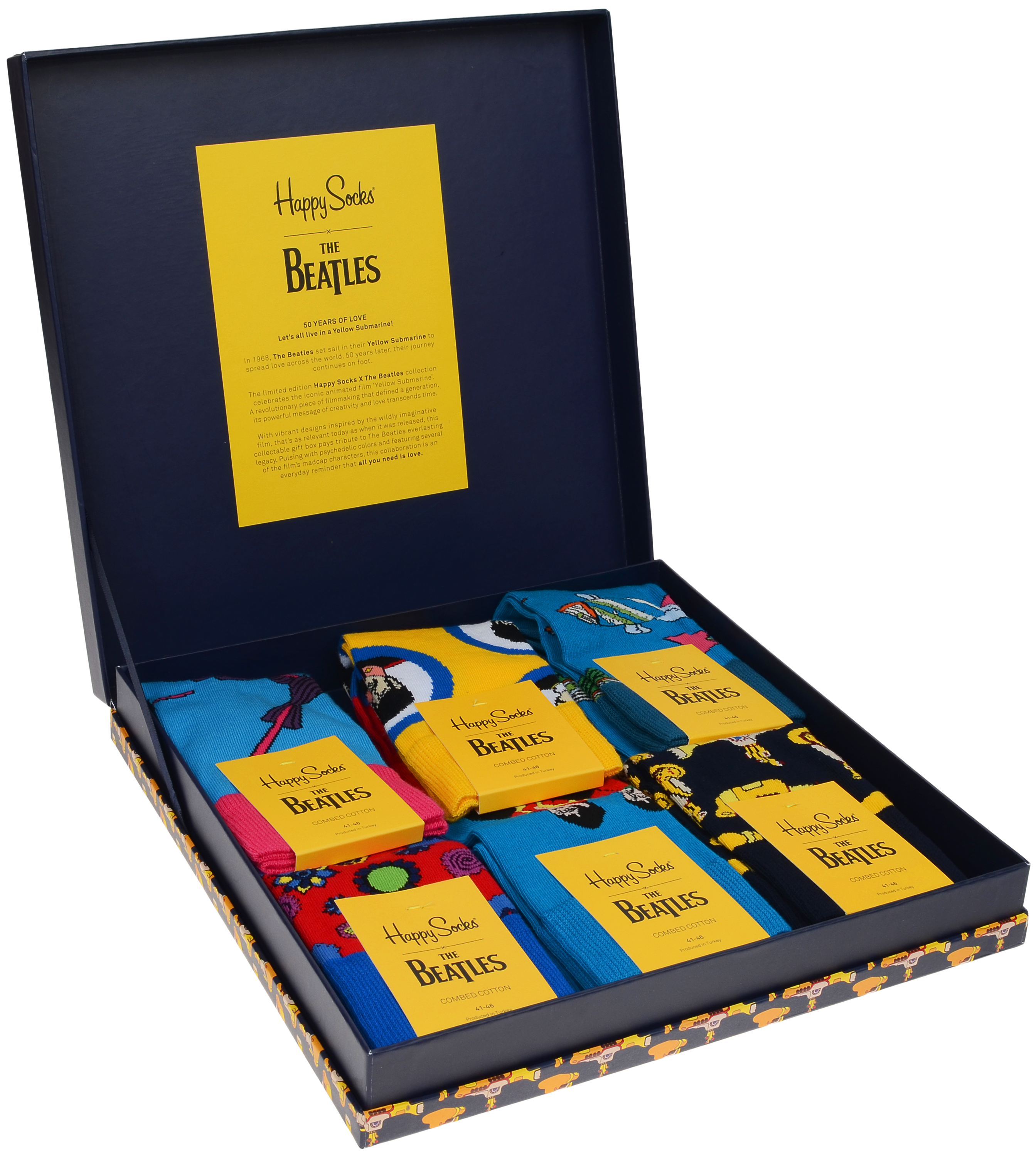 BEATLES - BEATLES COLLECTOR BOX SET HAPPY SOCKS 36-40