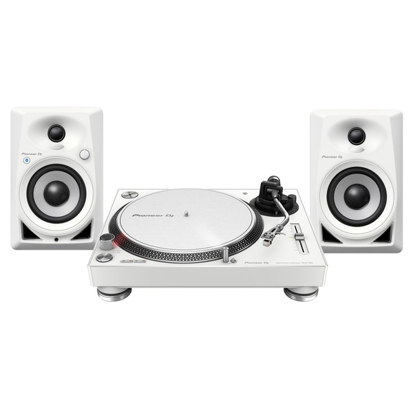 PIONEER - PLATENSPELER: PLX-500-W + DM-50D MONITORS SPEAKER WIT